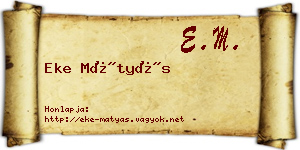 Eke Mátyás névjegykártya